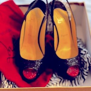 Louis Vuitton Lady Peep slings Black Glitter